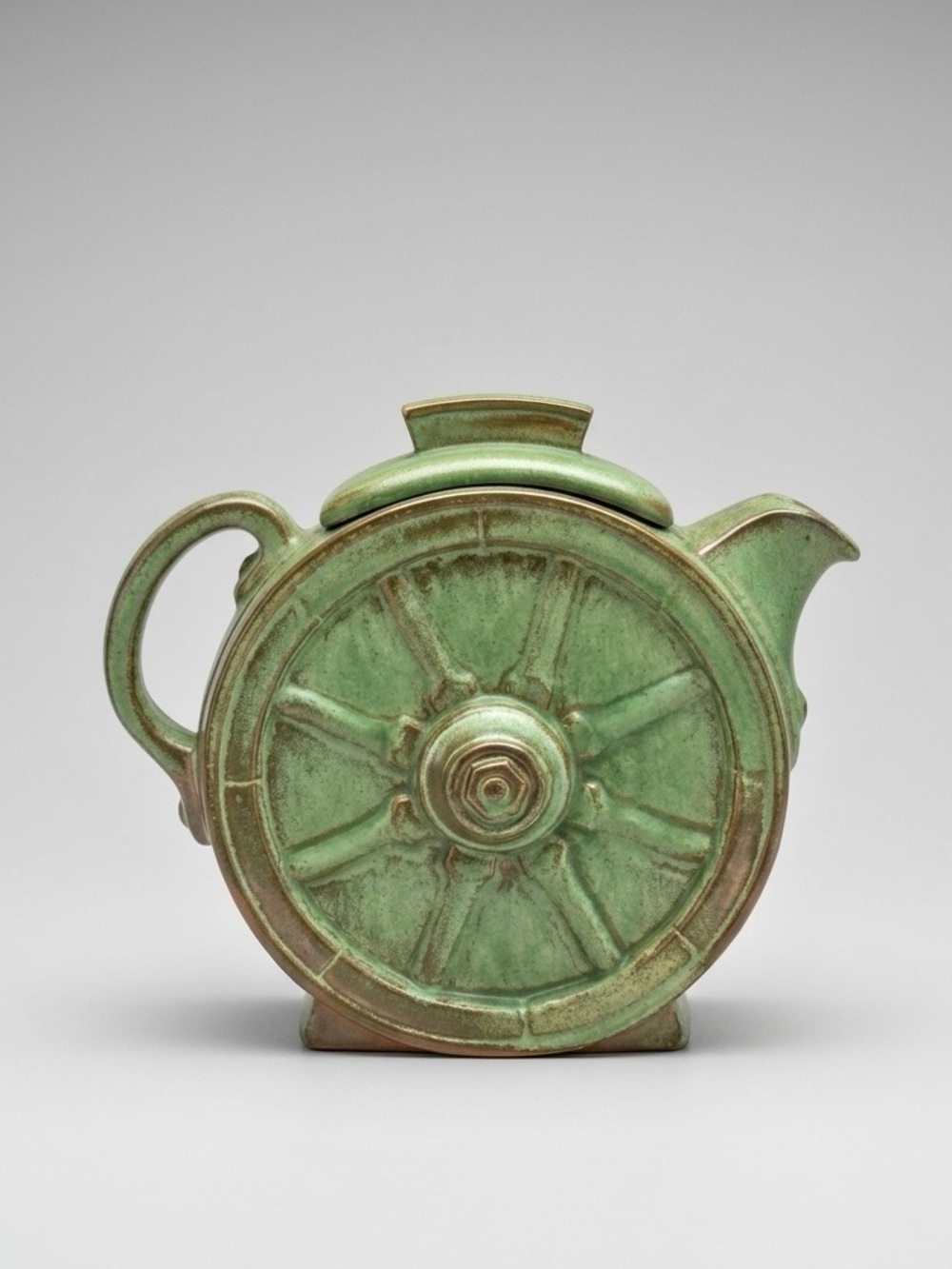 Frankoma Prairie Green Wagon Wheel 94T 4 Cup Teapot and Lid Vintage Made in USA